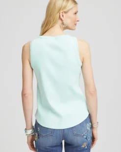 Ribbed Crochet-Trimmed Tank