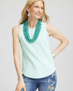 Ribbed Crochet-Trimmed Tank