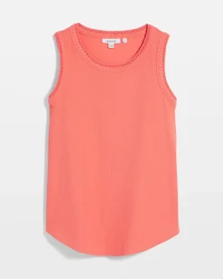 Ribbed Crochet-Trimmed Tank