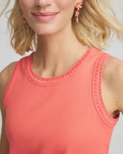 Ribbed Crochet-Trimmed Tank