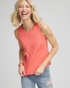 Ribbed Crochet-Trimmed Tank