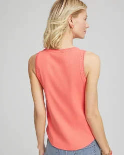 Ribbed Crochet-Trimmed Tank