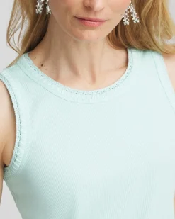 Ribbed Crochet-Trimmed Tank