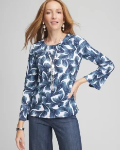 Ribbed Ruched-Neck Top