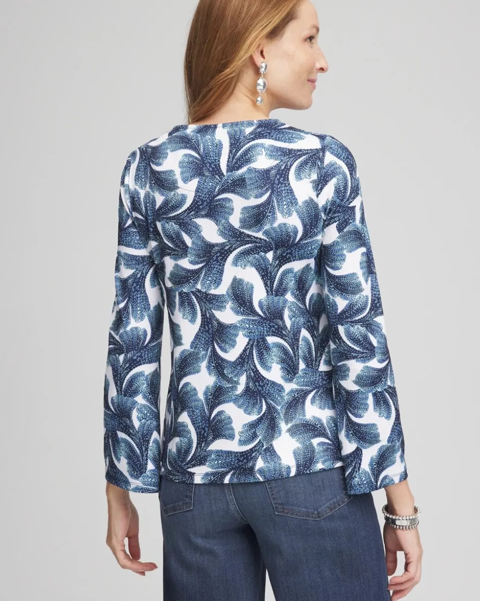 Ribbed Ruched-Neck Top