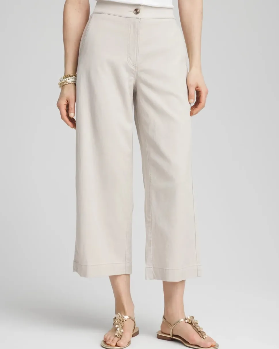 Ribbed Waist Linen Blend Straight-Leg Cropped Pants