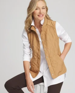 Rib Trim Quilted Vest