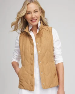 Rib Trim Quilted Vest