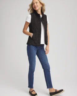 Rib Trim Quilted Vest