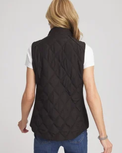 Rib Trim Quilted Vest