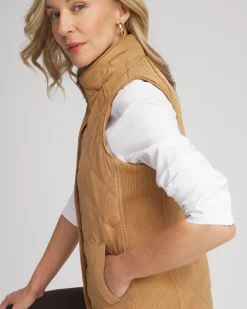 Rib Trim Quilted Vest