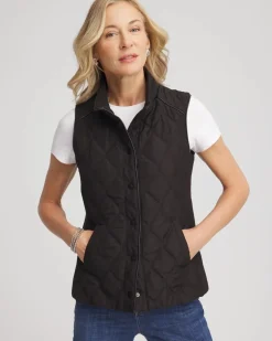 Rib Trim Quilted Vest