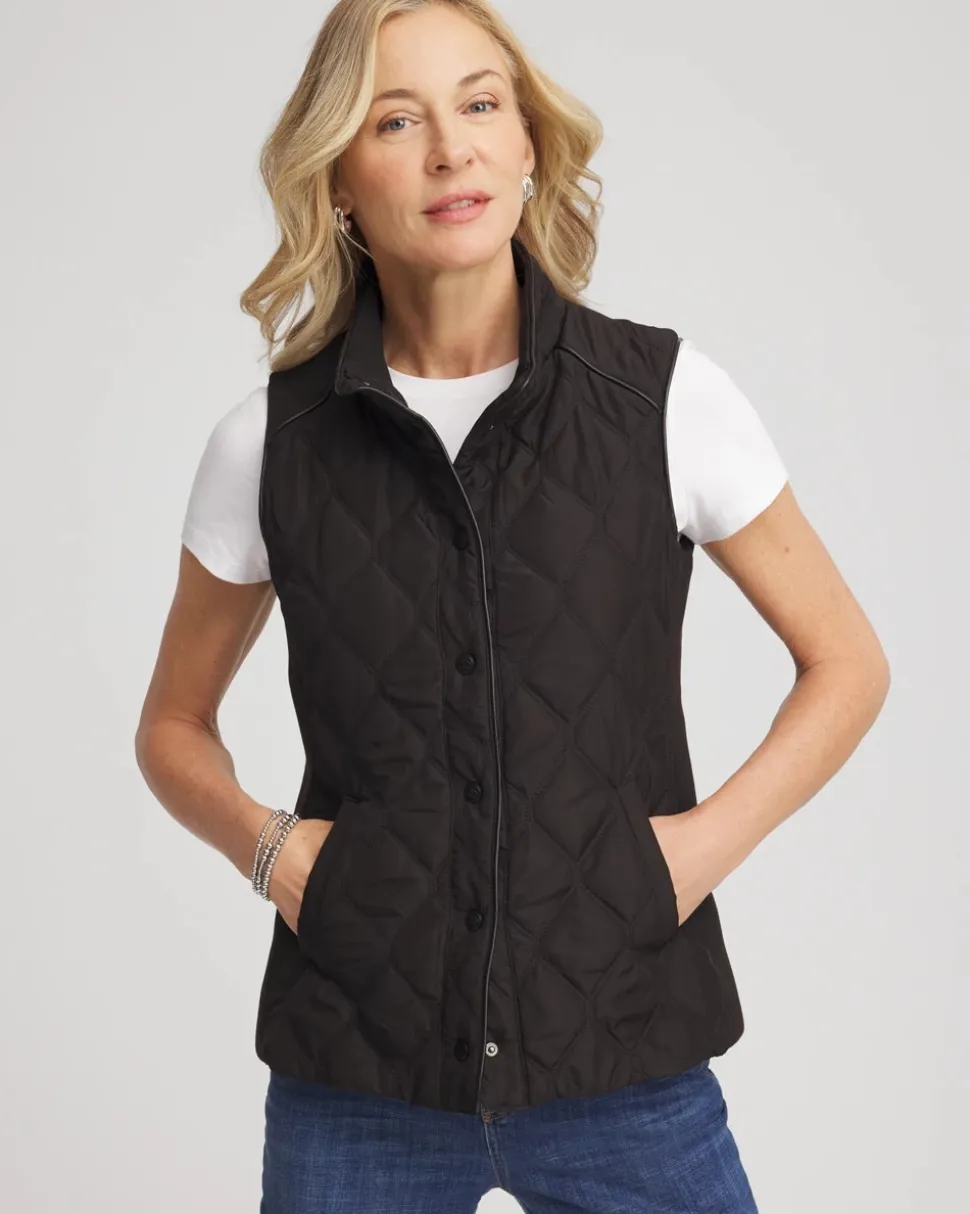 Rib Trim Quilted Vest
