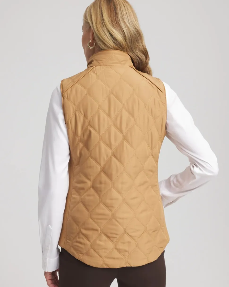 Rib Trim Quilted Vest