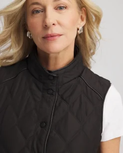 Rib Trim Quilted Vest