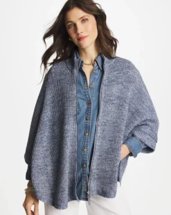 Rounded Hem Zip-Front Ruana
