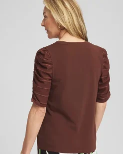 Ruched Sleeve V-Neck Tee