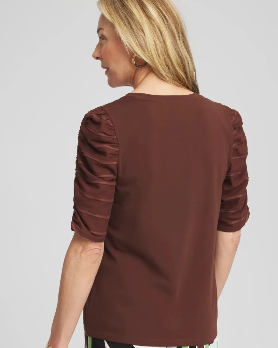 Ruched Sleeve V-Neck Tee