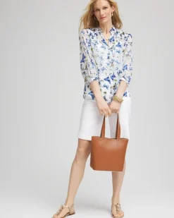 Ruffle Collar Butterfly Burnout Blouse