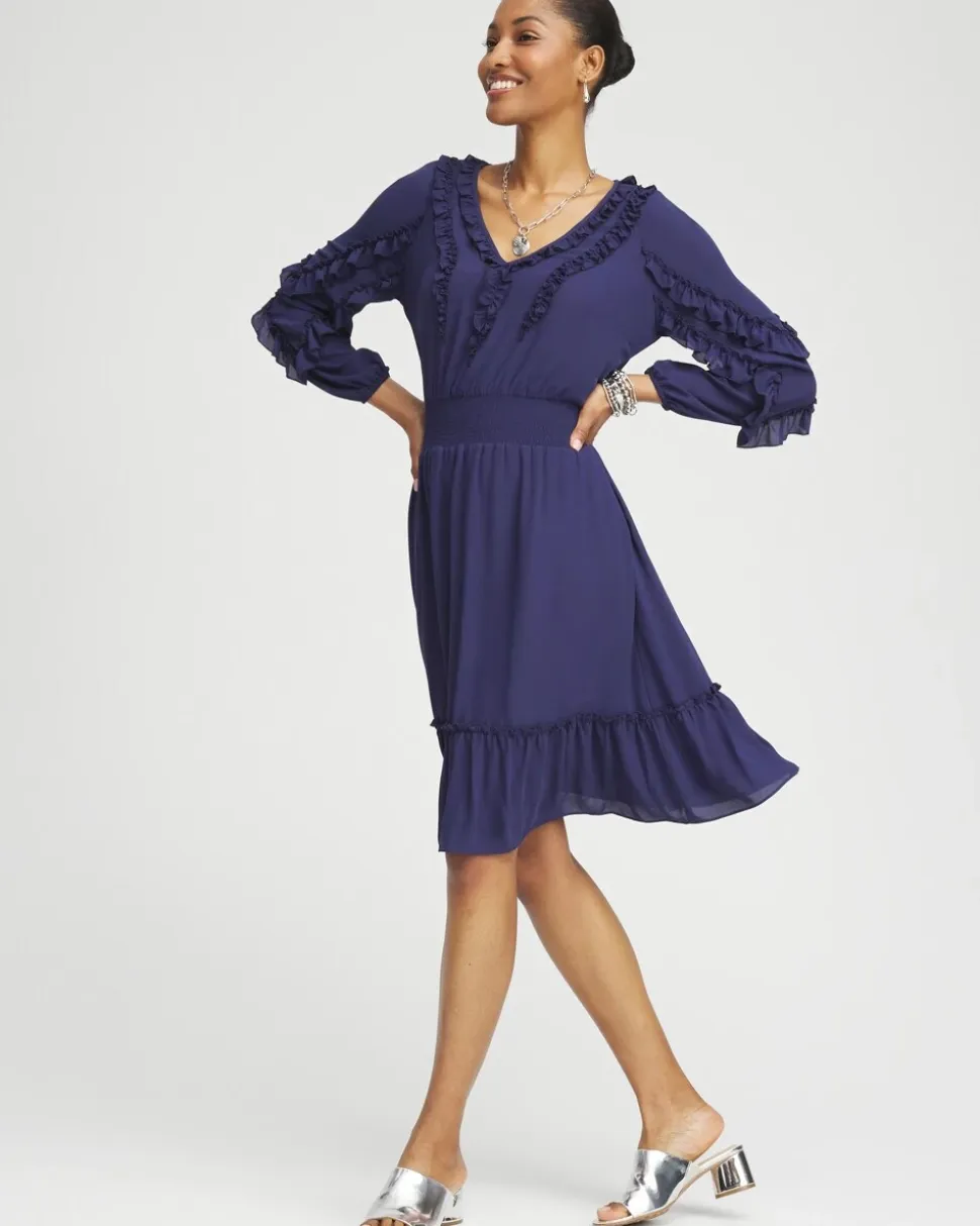 Ruffle Detail Smock Waist Dress