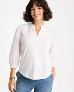 Ruffled V-Neck 3/4 Sleeve Top