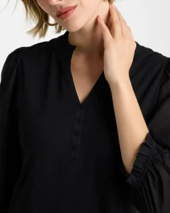 Ruffled V-Neck 3/4 Sleeve Top