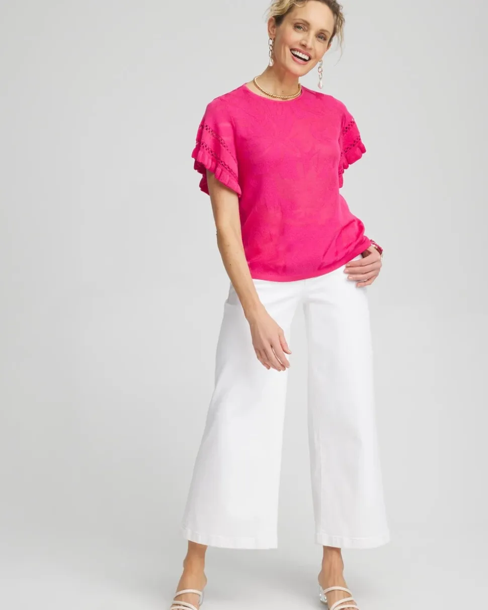 Ruffle Sleeve Pullover Sweater