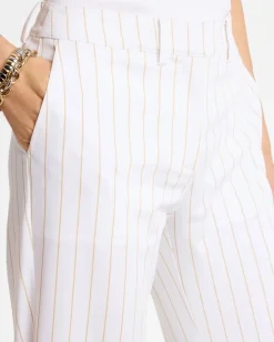 Sandstone Striped Emme Sateen Straight Capri Pants