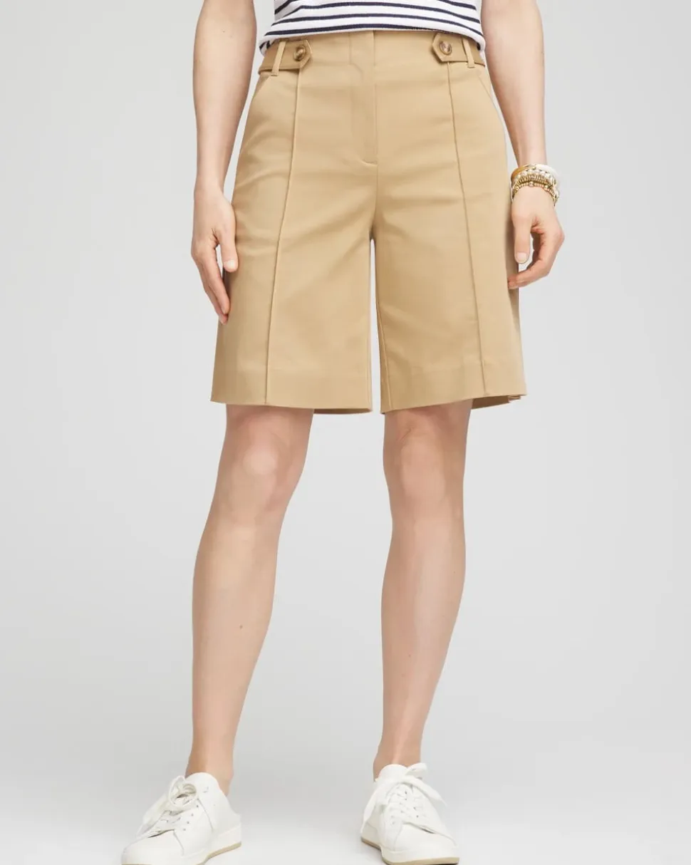 Sateen Tab-Front A-line Shorts