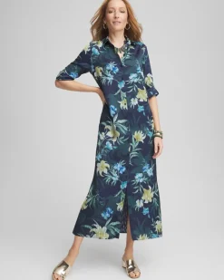 Satin Floral Maxi Shirtdress