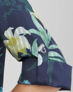 Satin Floral Maxi Shirtdress