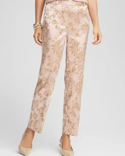 Satin Jacquard Straight Ankle Pants