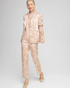 Satin Jacquard Straight Ankle Pants