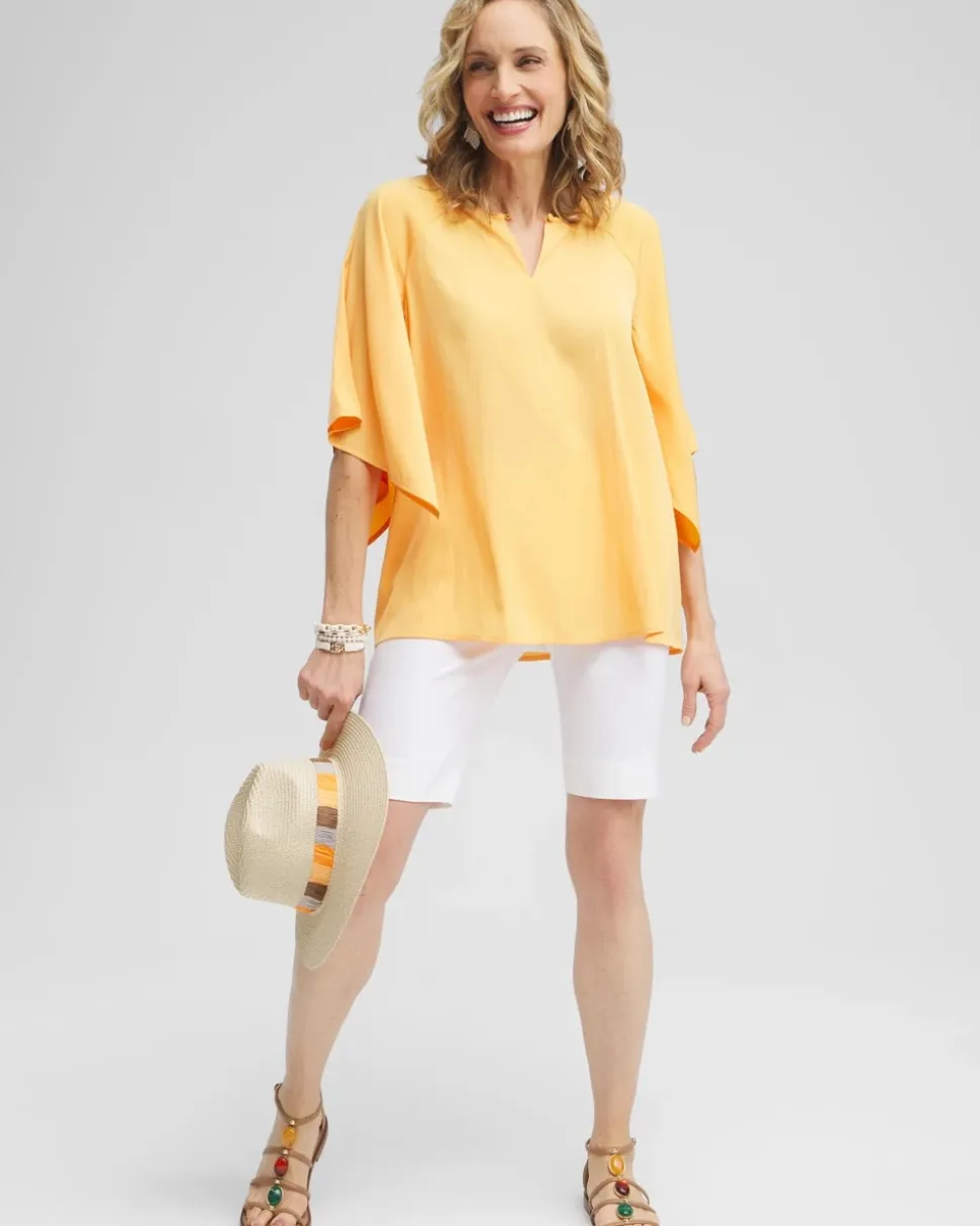 Satin Keyhole Neck Blouse