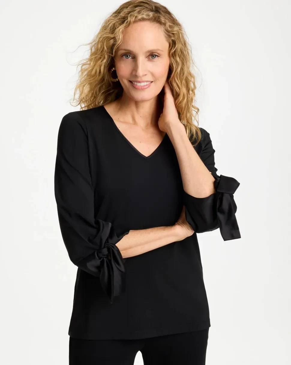 Satin Tie-Sleeve Top