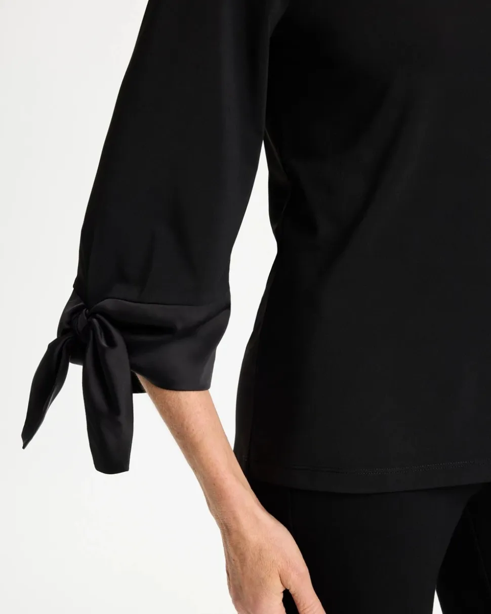 Satin Tie-Sleeve Top