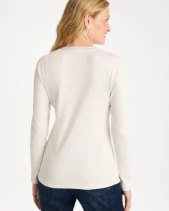 Satin Trim Ribbed Henley Tee