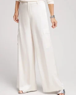 Satin Wide Leg Cargo Pants