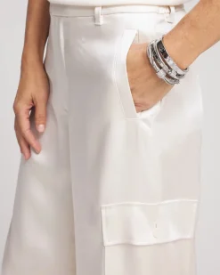 Satin Wide Leg Cargo Pants