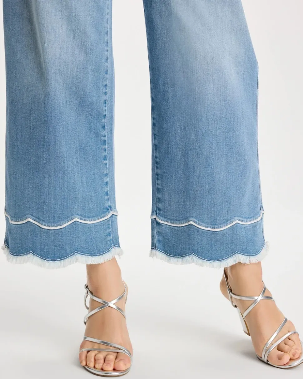 Scallop Pull-On Wide-Leg Crop Jeans