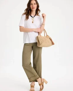 Scallop Pull-On Wide-Leg Crop Jeans