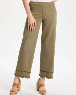 Scallop Pull-On Wide-Leg Crop Jeans