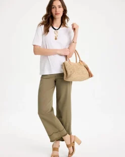 Scallop Pull-On Wide-Leg Crop Jeans