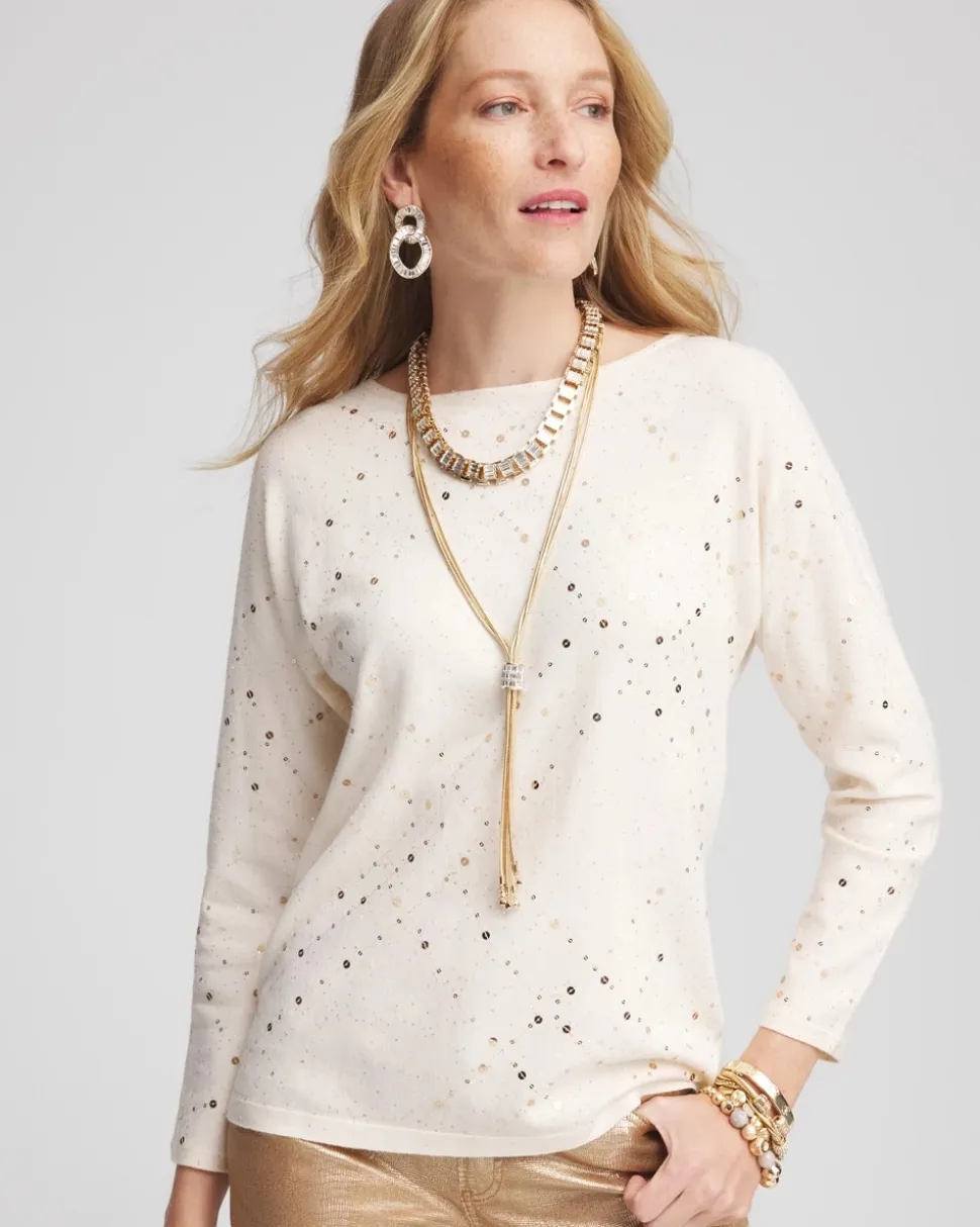 Scattered Sequin Pullover Sweater