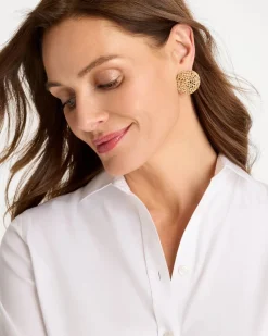 Sea Foam Medallion Stud Earrings