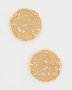 Sea Foam Medallion Stud Earrings