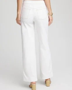 Seeded Pull-On Wide-Leg Jeans