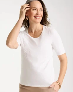 Sequin Embroidered Floral Tee