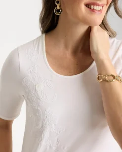 Sequin Embroidered Floral Tee