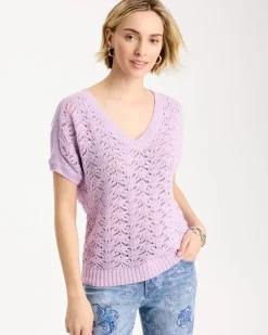 Sequin Pointelle Pullover